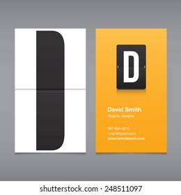 Business card with a letter logo, alphabet letter D