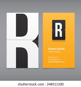 Business card with a letter logo, alphabet letter R