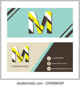 Business Card With Letter M Symbol flat design