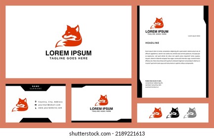business card and letterhead design vector fox tail logo