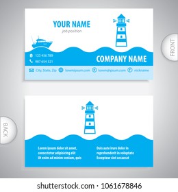 business card - Lighthouse icon - signaling signs - symbol sea - company presentations