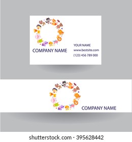 business card with logo concept vector idea cute animals
