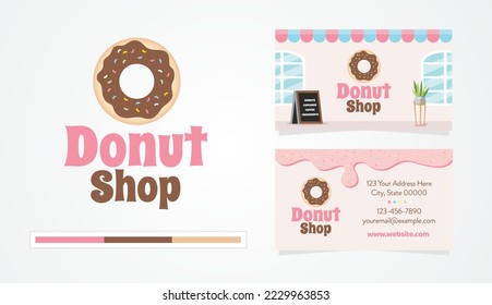 Tarjeta de presentación con logo para una panadería de Donut
