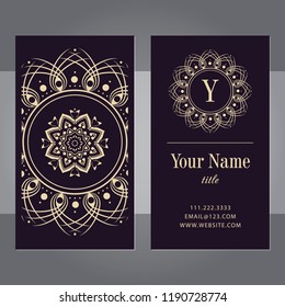 
A business card with a mandala and a monogram. Vector illustration.
