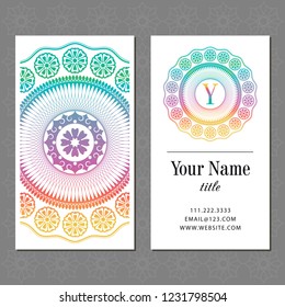 
A business card with a mandala and a monogram. Vector illustration.
