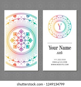 
A business card with a mandala and a monogram. Vector illustration.
