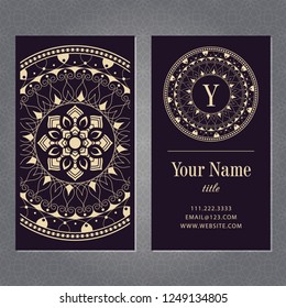 
A business card with a mandala and a monogram. Vector illustration.
