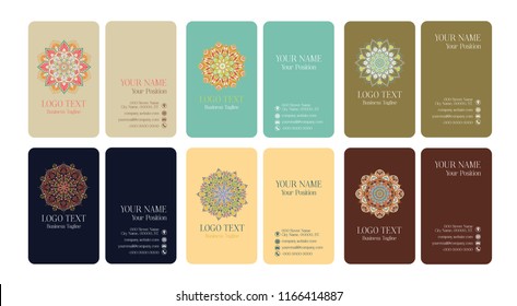 Business Card. Mandala Style Template Vector. Islam, Arabic, Indian, Ottoman Motifs, Vintage decorative elements.