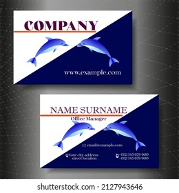 A business card for a marine company and a marine holiday. Company contact card. A two-sided image of a business card with a logo and contact details. Modern business card template design.
