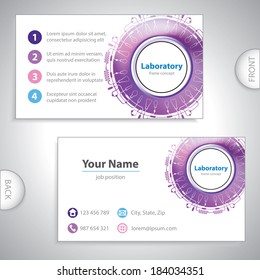 business card - medical laboratory environment - test tubes and flasks - science research - Company presentation - stock vector