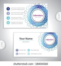 business card - medical laboratory environment - science research - DNA and RNA - chemical formulas - Company presentation - stock vector