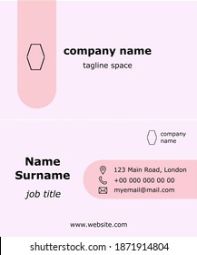 Business card minimalis vector template design. Light pink color professional corporate style modern simple business card design vector illustration