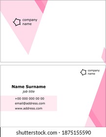 Business card minimalistic geometric design template. Creative soft pink and white color business card mock up, professional corporate concept rose vector illustration