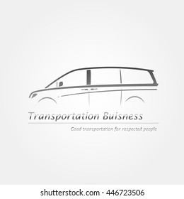 Business card with minivan. Company logo. Vector illustration.