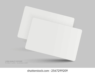 Business card mockup for your design template. Blank empty credit card mockup. Blank white gift card paper placeholder mockup