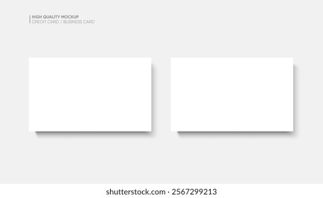 Business card mockup for your design template. Blank empty credit card mockup. Blank white gift card paper placeholder mockup