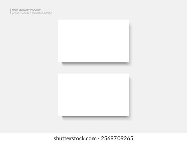 Business card mockup for your design template. Blank empty credit card mockup. Blank white gift card paper placeholder mockup