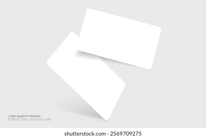 Business card mockup for your design template. Blank empty credit card mockup. Blank white gift card paper placeholder mockup