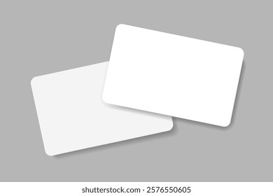 Business card mockup for your design template. Blank empty credit card mockup. Blank white gift card paper placeholder mockup