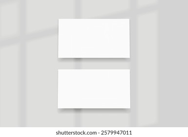 Business card mockup for your design template. Blank empty credit card mockup. Blank white gift card paper placeholder mockup