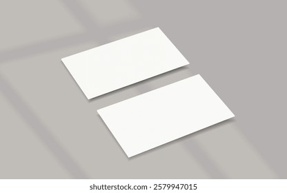 Business card mockup for your design template. Blank empty credit card mockup. Blank white gift card paper placeholder mockup