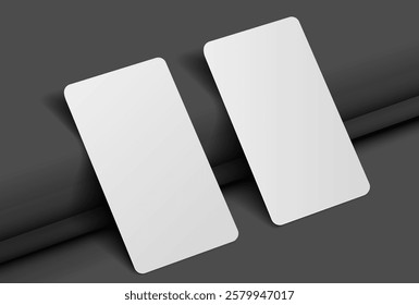 Business card mockup for your design template. Blank empty credit card mockup. Blank white gift card paper placeholder mockup