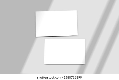 Business card mockup for your design template. Blank empty credit card mockup. Blank white gift card paper placeholder mockup