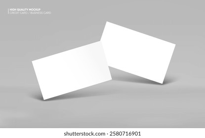 Business card mockup for your design template. Blank empty credit card mockup. Blank white gift card paper placeholder mockup