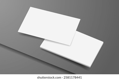 Business card mockup for your design template. Blank empty credit card mockup. Blank white gift card paper placeholder mockup