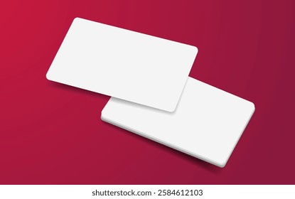 Business card mockup for your design template. Blank empty credit card mockup. Blank white gift card paper placeholder mockup