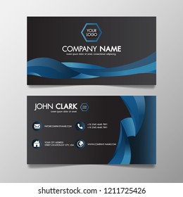 Business card modern blue and Black template creative and Clean, Illustration abstract colorful bright color professional and designer.