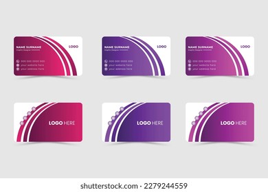  business card modern design vector gradeant color business multiple purpos Business card templates. Stationery design vector set. Red and black colors. Flat style vector illustration