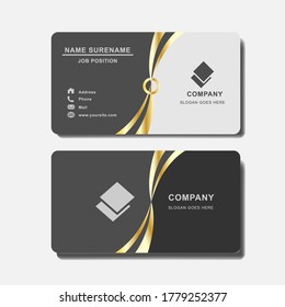 Business Card Modern Luxury With Gold and Black Style. Vector Template.