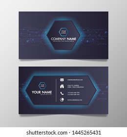Business card modern technology network light blue and Black template creative and Clean, Illustration abstract color professional and designer.