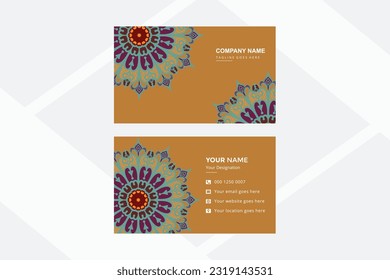 Business card with nice color decorated mandala design