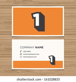 Business card with number 1. Vector template editable. Vintage design. 