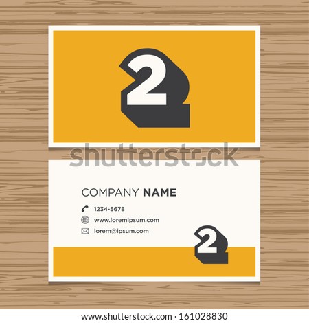 Business card with number 2. Vector template editable. Vintage design. 
