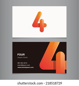 Business card with number 4 