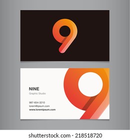 Business card with number 9