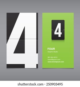 Business Card With A Number Logo, Numeral Four 