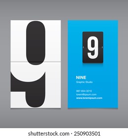 Business card with a number logo, numeral nine