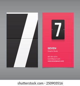 Business Card With A Number Logo, Numeral Seven