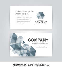 Business card on white background with text space.