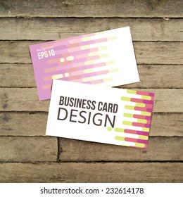 Business card on the wooden table. vector illustration eps 10