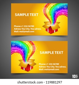 Business Card Open gift with rainbow