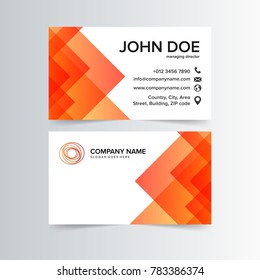 business card with orange geometric shapes