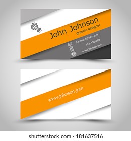 business card with orange stripes. office concept