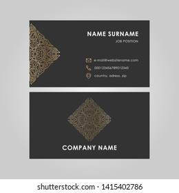 Business Card in oriental style, with elements of Kazakh design.