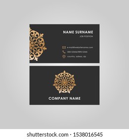 Business Card in oriental style, with elements of Kazakh design. svg