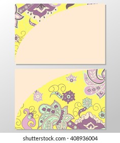 Business Card. Ornamental floral cards, oriental pattern, vector illustration. Islam, Arabic, Indian, turkish, pakistan, chinese, ottoman motifs. Vintage design elements.